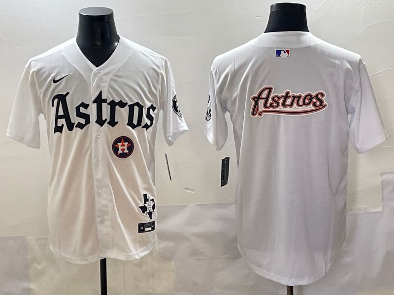 Men 2025 Houston Astros Blank White Five generations Joint Name Nike MLB Jersey style 9->houston astros->MLB Jersey